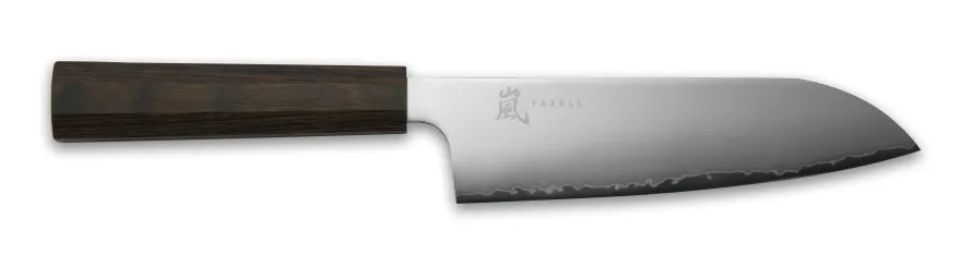 Yaxell Santokumes Hana 16.5 cm - 3 laags RVS - donkerbruin Pakkahouten heft